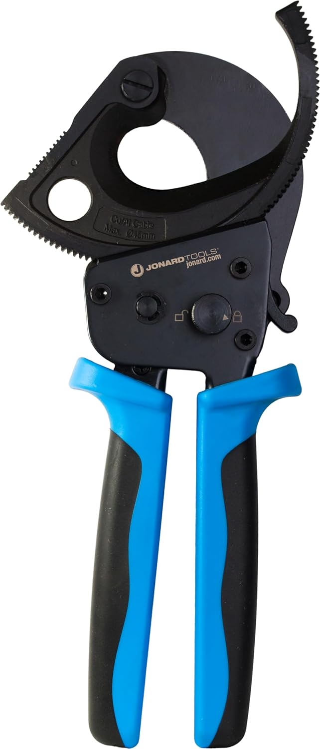 Jonard Tools RC-600 Stainless Steel Ratcheting Cable Cutter, Cuts Copper and Aluminum Cable, Up to 1 3/4" Diameter.