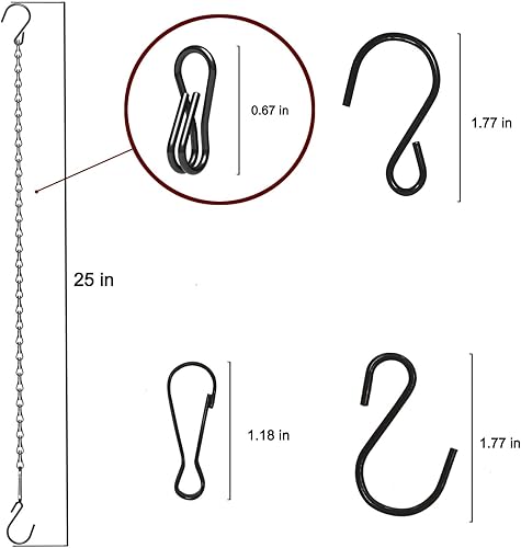 Miniatura 2 de HEDGBOBO Paquete de 15 cadenas colgantes negras de 25 pulgadas con ganchos para colgar comederos de pájaros, macetas, canastas, vallas