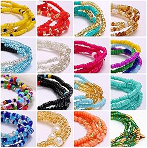 16 Pieces Jewelry Colorful Elastic Beads Waist Chains Kits  display picture 1