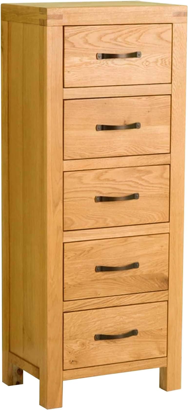 Roseland Furniture Ltd Abbey Waxed Oak 5 Drawer Tallboy - Bedroom Chest…