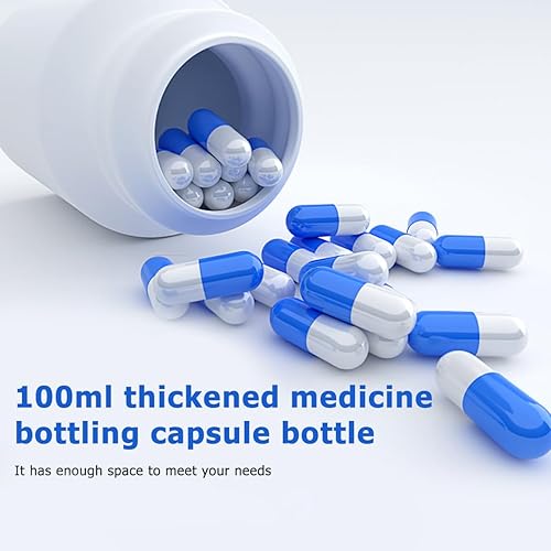 Miniatura 5 de Botellas vacías de píldoras con tapas, viales de medicación, 20 unidades de 3.4 fl oz, recipientes de almacenamiento de píldoras con tapa de rosca,