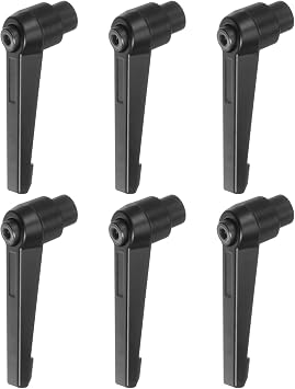 HARFINGTON 6pcs Adjustable Clamping Lever Handles M8 Female Thread Knobs Rotating Screw Locking Quick Release Ratchet Push Button Handle, Black