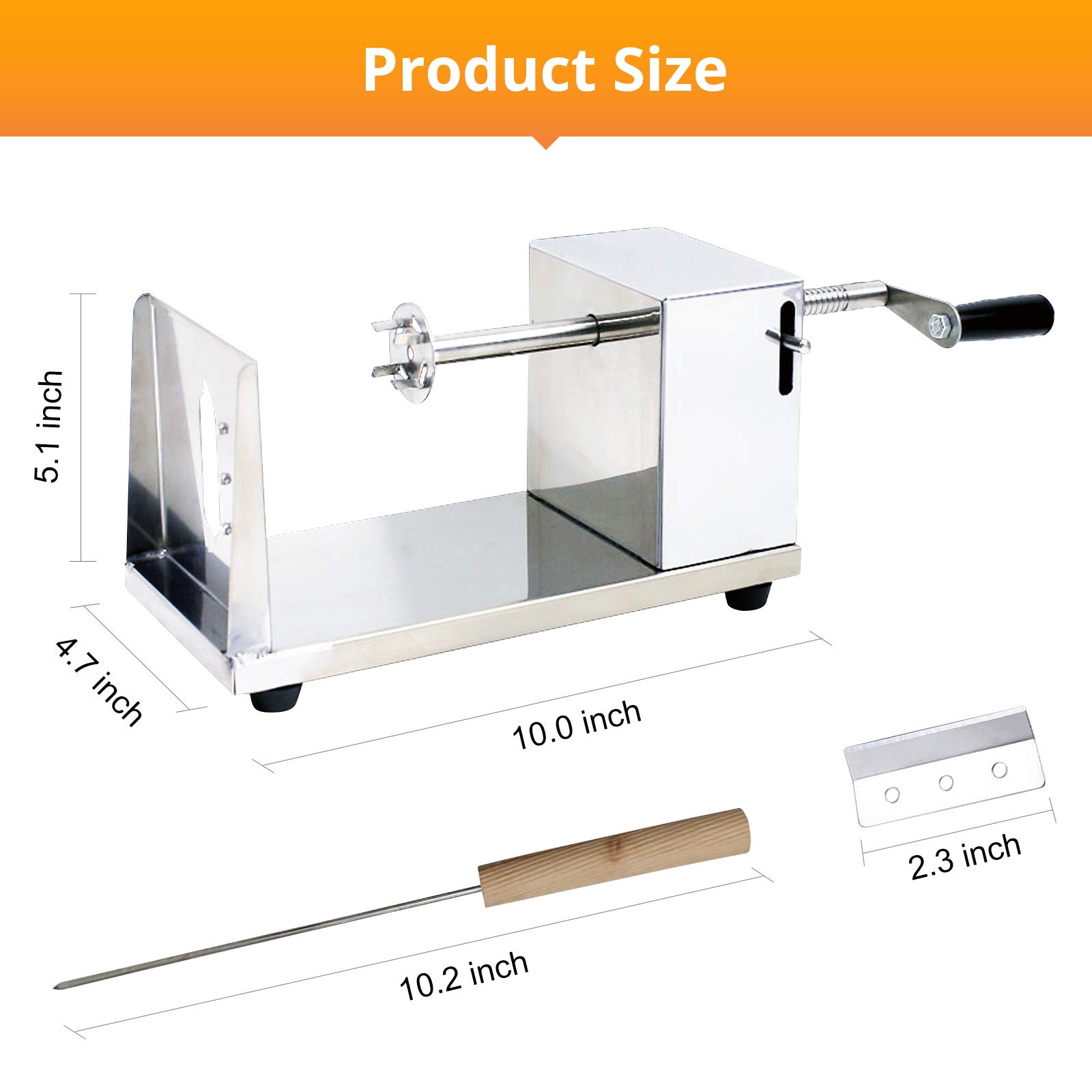 Tornado Potato Spiral Cutter, METLUCK Manual Stainless Steel Potatoes Twister Slicer