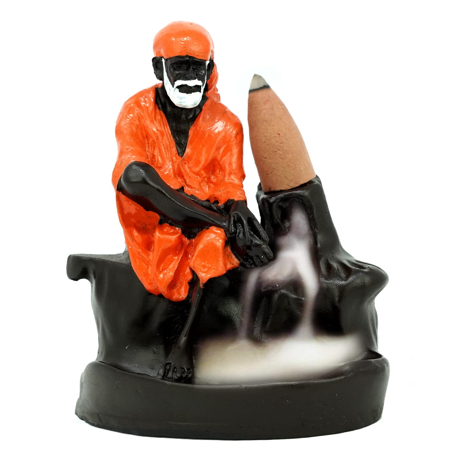 Backflow Incense Burner Sai Baba Waterfall Incense Holder With 10 Backflow Incense Smoke Cones Handcraft Resin Smoke Waterfall Aromatherapy Home Ornament Décor
