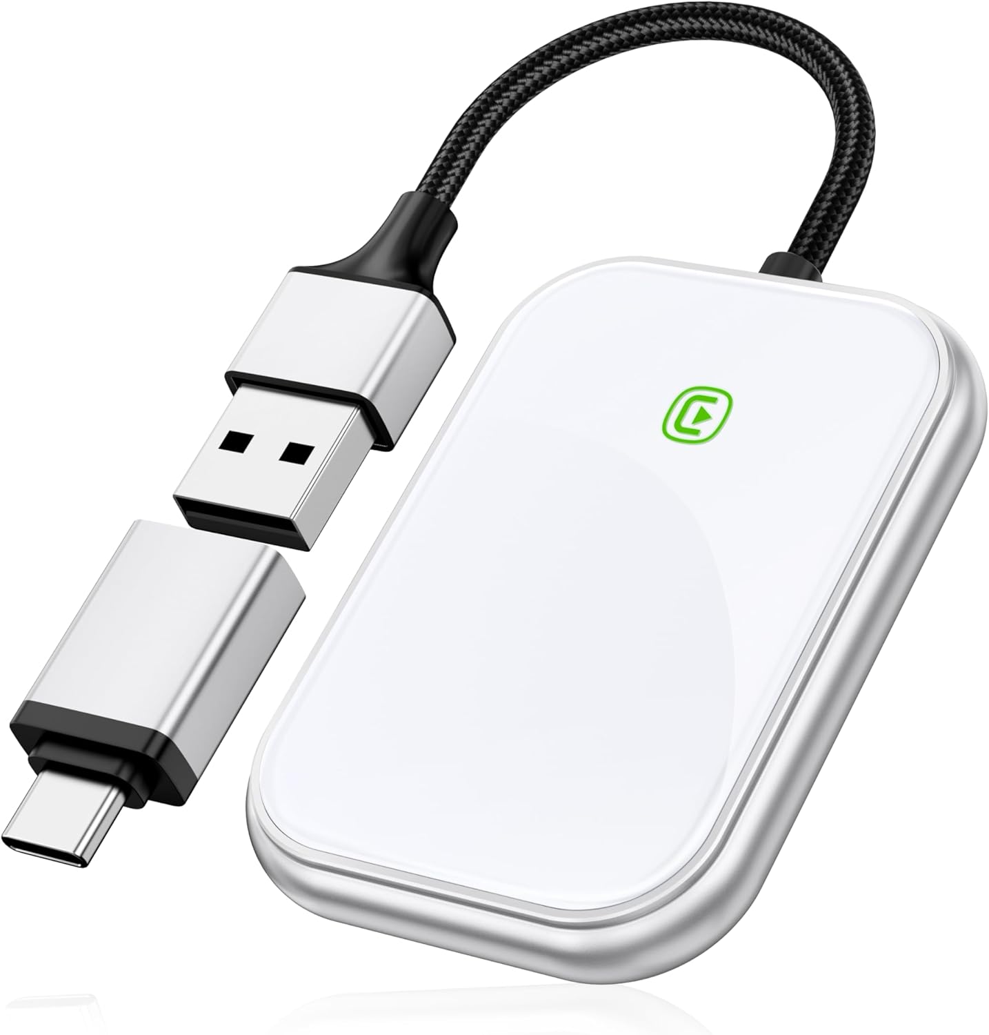 Tegance Wireless Carplay Adapter for Apple - 2025 Upgrade Seamless Connection Convert Wired to Wireless Car Play Adapter Silver