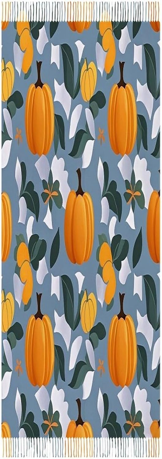 Orange Pumpkin Pattern Scarf for Women Men Classic Fashion Blanket Scarves Soft Cashmere Feel Scarf Cold Weather Warm Long Shawl Winter Large Scarves Classic Blanket Scarfs Thick