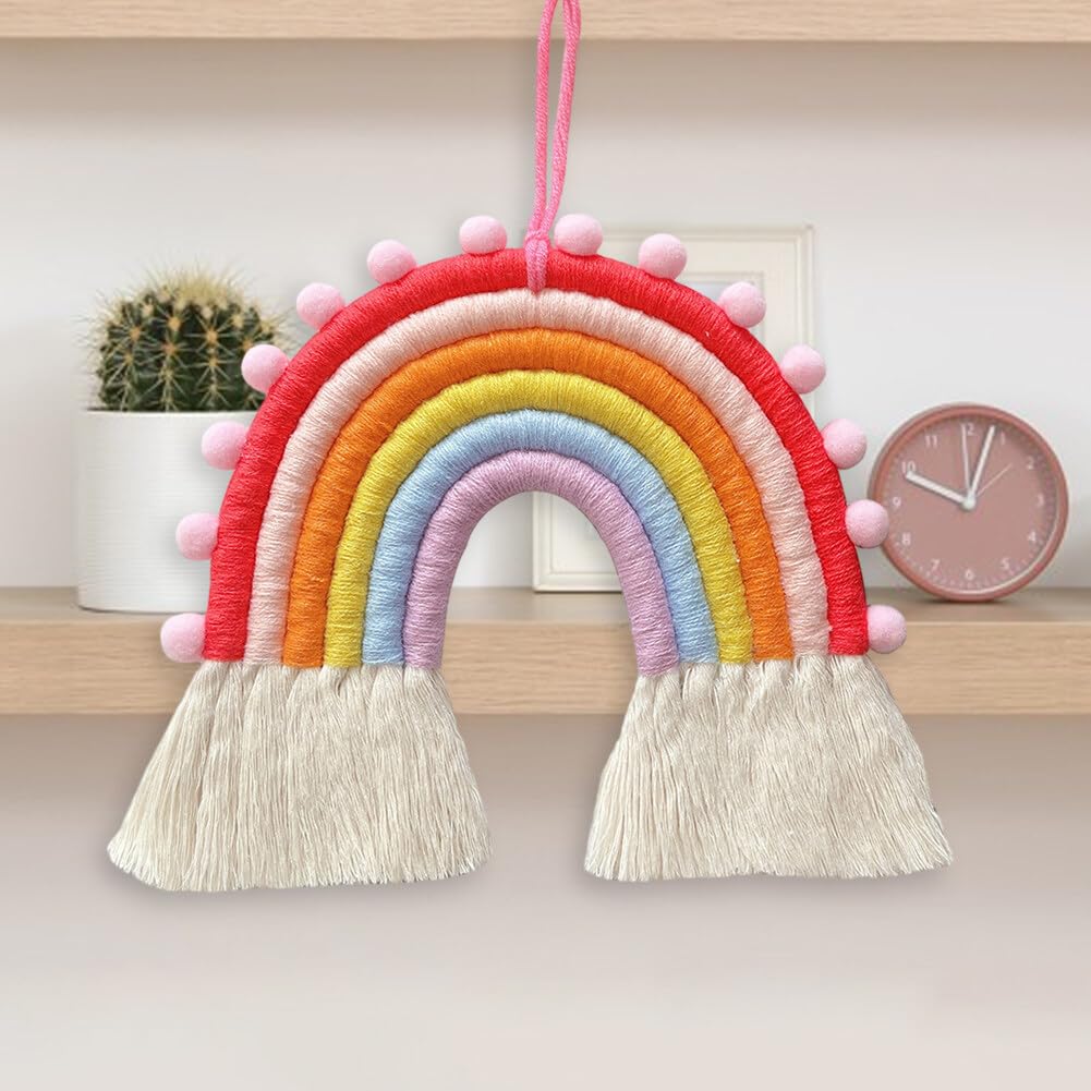 Decorazioni Macramè Arcobaleno - 3 Pezzi Appendi Parete Con Perline Legno Per Camera Bambini - Foto 6