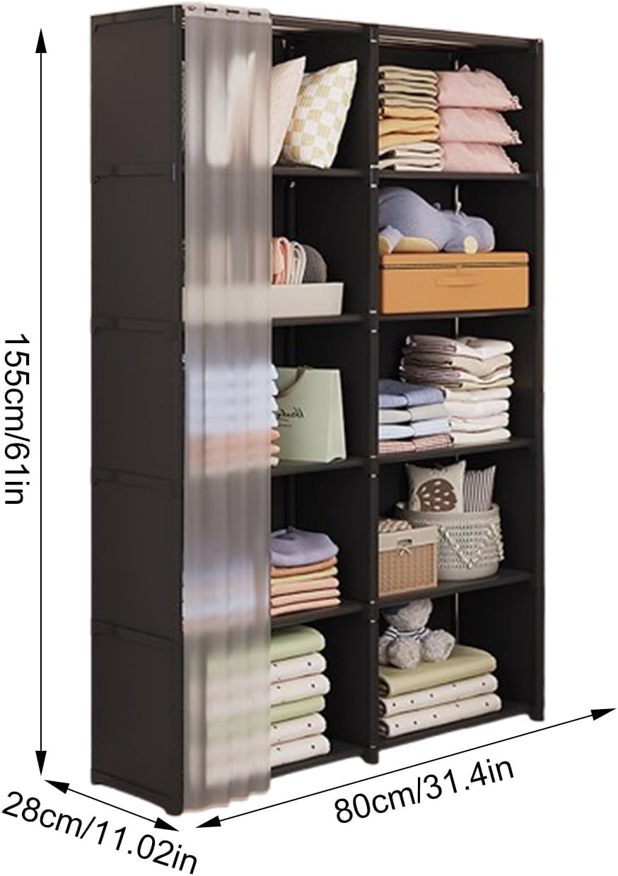 Portable Closet Wardrobe – Heavy Duty Garment Shelf Organizer | Clothes Rack with Non-Woven Fabric Cover for Bedroom, Closet Storage, Home Organization, Laundry, Hanging Garments, Seasonal Clothing