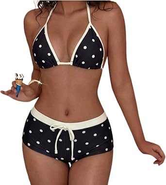 Y2k Vintage Summer Set Sexy Beach Swimsuit 2000s Vacation Going Out Outfits Two Pieces Polka Dot Bikini Sets Women