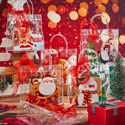 Henoyso II-HENOYSO-2574 24 Pcs Christmas Clear Gift Bags Plastic Candy Treat Bags Snowman Santa Gift Bags thumb #6