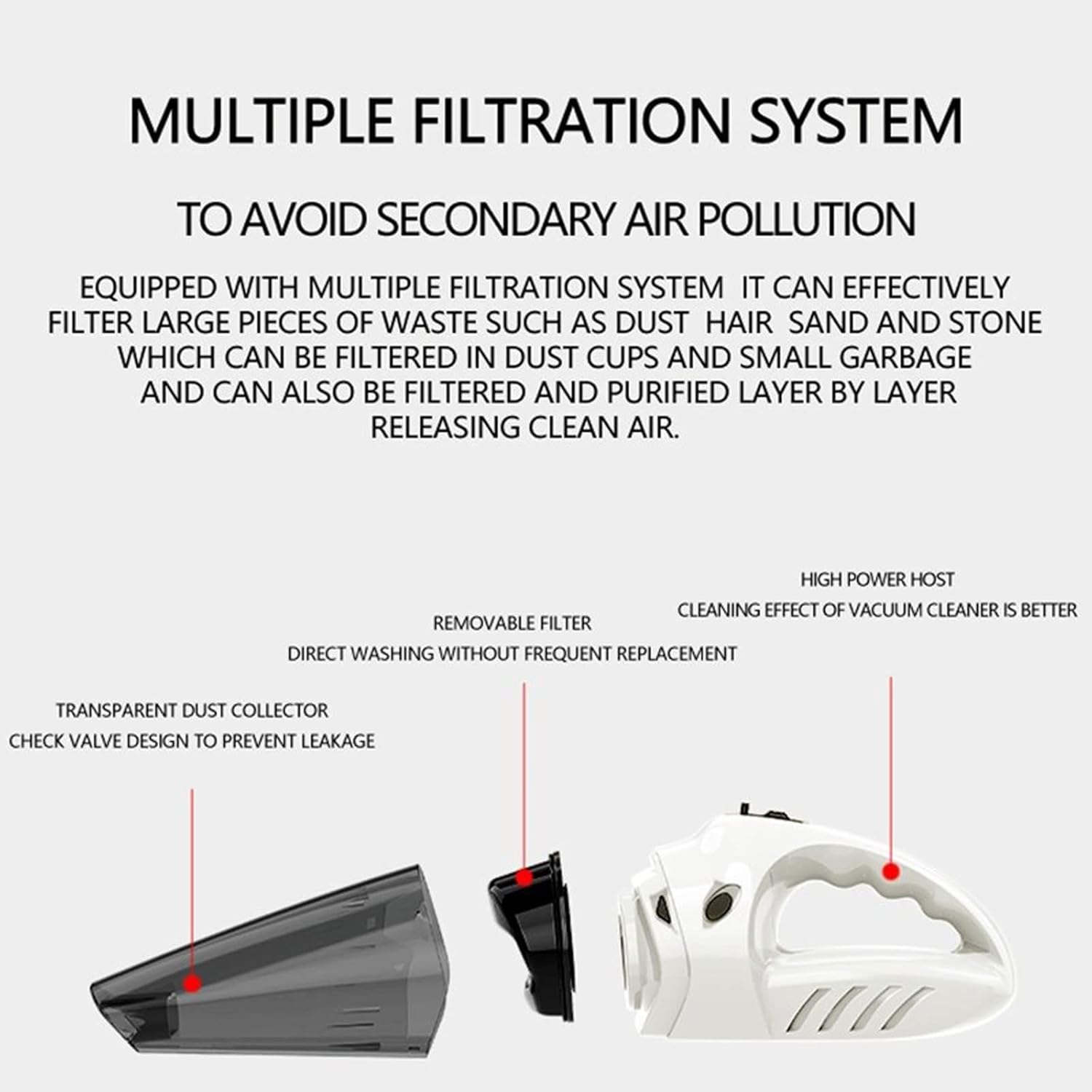 Hard Floor Vacuum Car Vacuum Cleaner Portable Handheld Home Powerful Cyclone Wet Dry Wireless Use USB Chargeable Durable Vacuum Cleaner