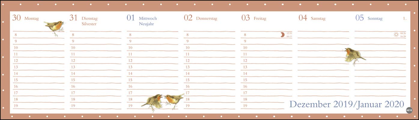 Bastin Wochenquerplaner. Tischkalender 2020. Wochenkalendarium. Spiralbindung. Format 32,5 x 9,3 cm