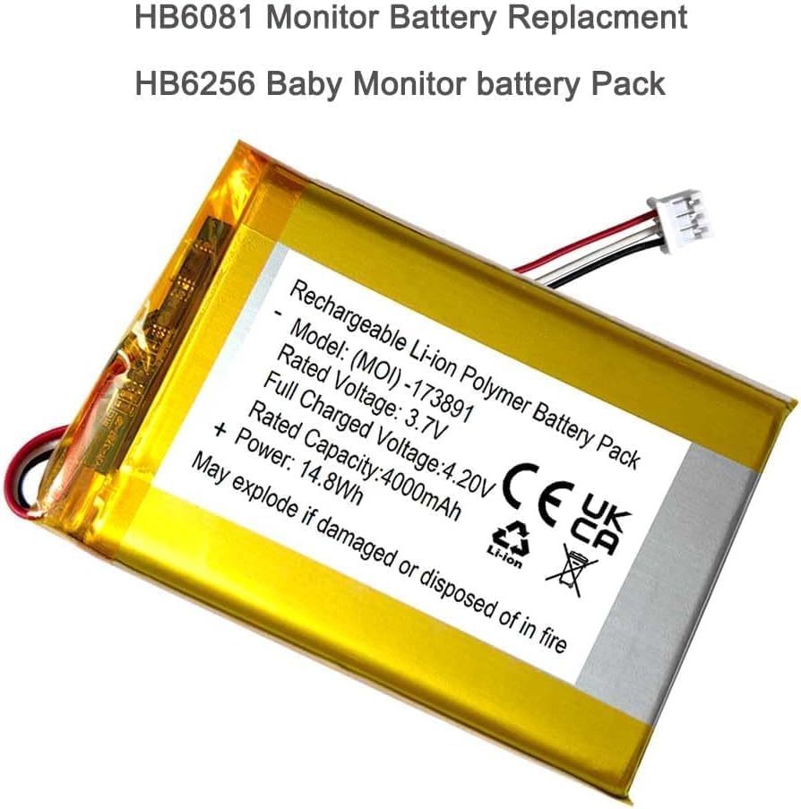 Miniatura 4 de Reemplazo de batería de 4000mAh 3.7v para HelloBaby HB6081 Video Baby Monitor HB6256 2.4GHz digital inalámbrico video Baby Monitor