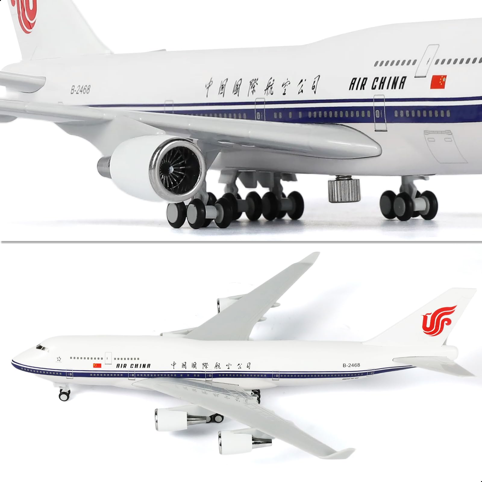 1/240 Air China 747 Modèle d'avion Boeing 747 avec support (longueur 12 pouces) Kit de modélisme préfabriqué pour adultes - Cadeaux créatifs du monde de l'aviation
