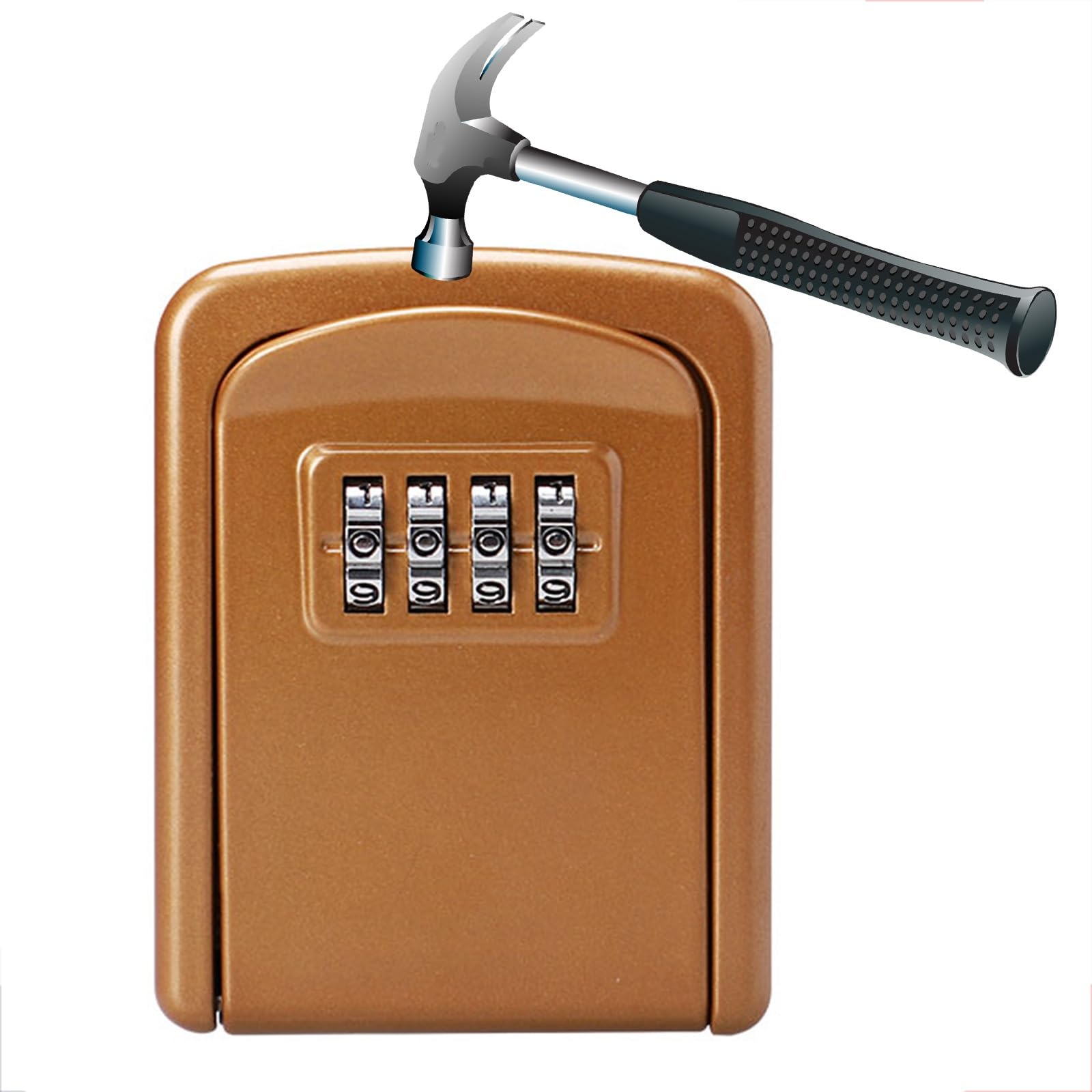 Cassaforte Per Chiavi Da Esterno - Cassetta Di Sicurezza Per Chiavi Impermeabile - Con 4 Cifre Combinazione Codice - Cassetta Portachiavi Montato A Parete - Per Casa/Garage/Casa In Affitto(Color:Champ