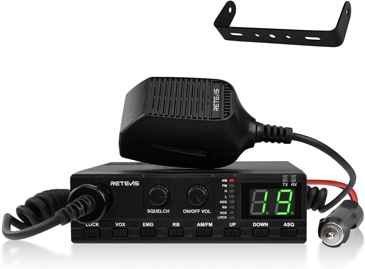 Retevis MB2 AM/FM Professional CB Radio, 40 Channels Mini Radio, Easy to Operate, Squelch Knob ASQ, VOX, Auto-Scan, CB Mobile Radio for Truckers, Black