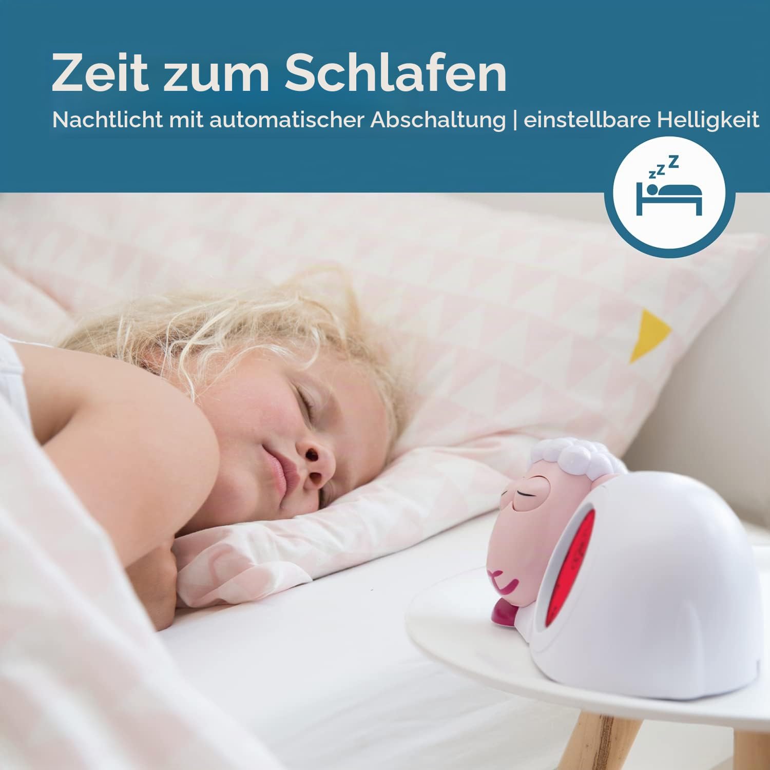 ZAZU Sam the Lamb Uhr – Schlafcoach Uhr und Nachtlicht für Kinder | Bringt Ihrem Kind mit visuellen Indikatoren bei, wann es aufwachen soll | Einstellbare Helligkeit | Automatische Abschaltung