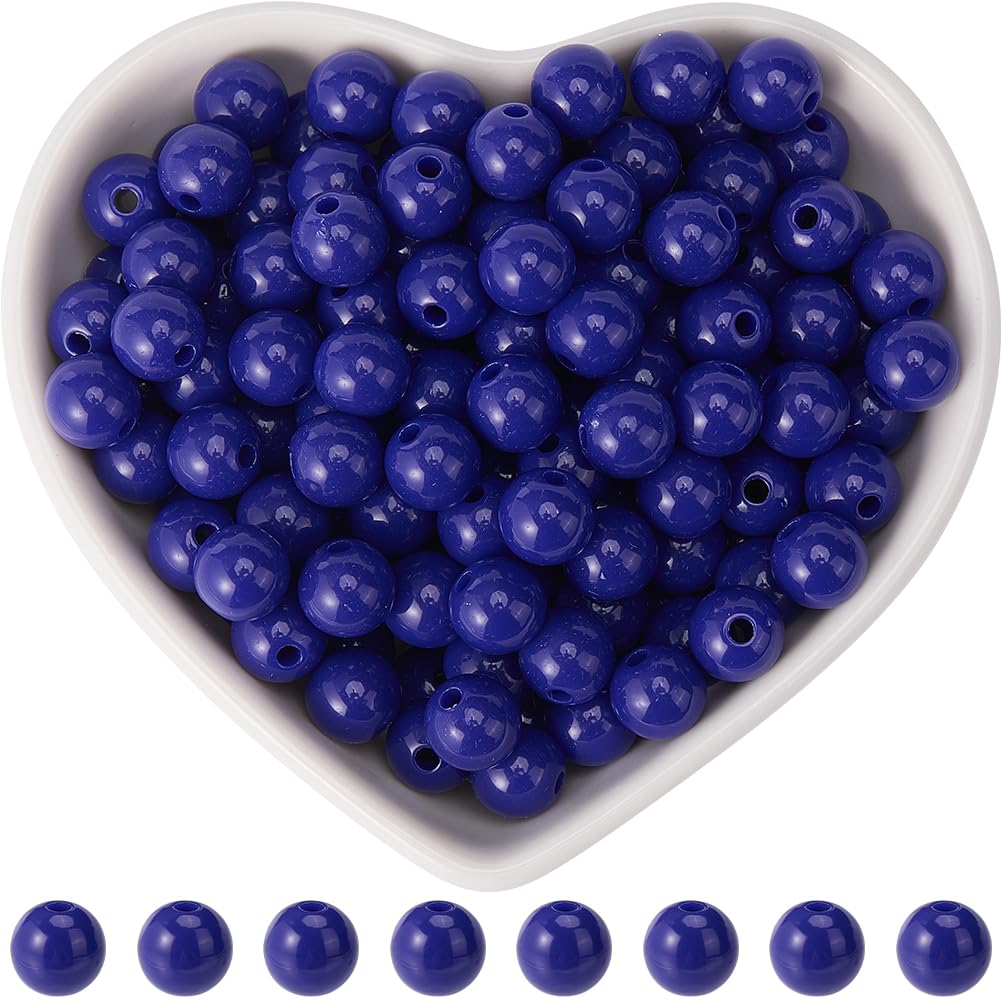 SOFPLATE 500Pcs Blue Acrylic Beads 8mm Round Beads Opaque Small Smooth Jewelry Blue Bubblegum Ball Spacer Loose Bead for Jewelry Making Bracelets Necklaces Earrings Supplies DIY Crafting Beginners
