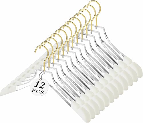 Besser - Paquete de 12 perchas acrílicas de lujo de 15 pulgadas, perchas acrílicas doradas con hombros anchos para traje de abrigo, perchas