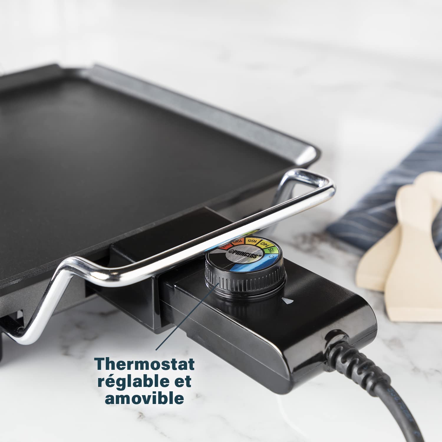 Plancha Princess Chef Mini Classic noire - fonte d'aluminium - 4 personnes - 28 x 28 cm - 1 900 W