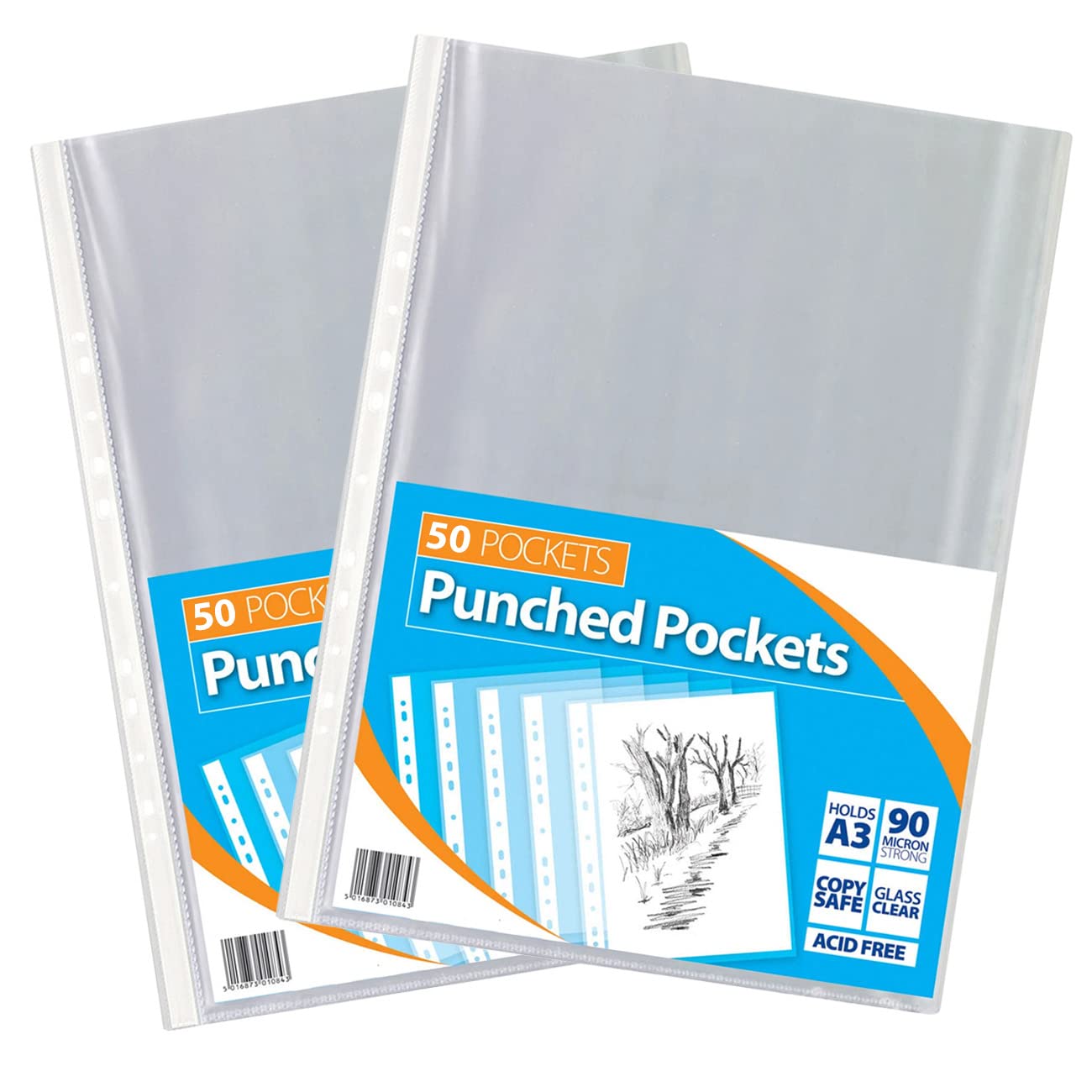 A4 Poly Punched Pockets Document Files Clear Embossed Filing Folders for Home Office School