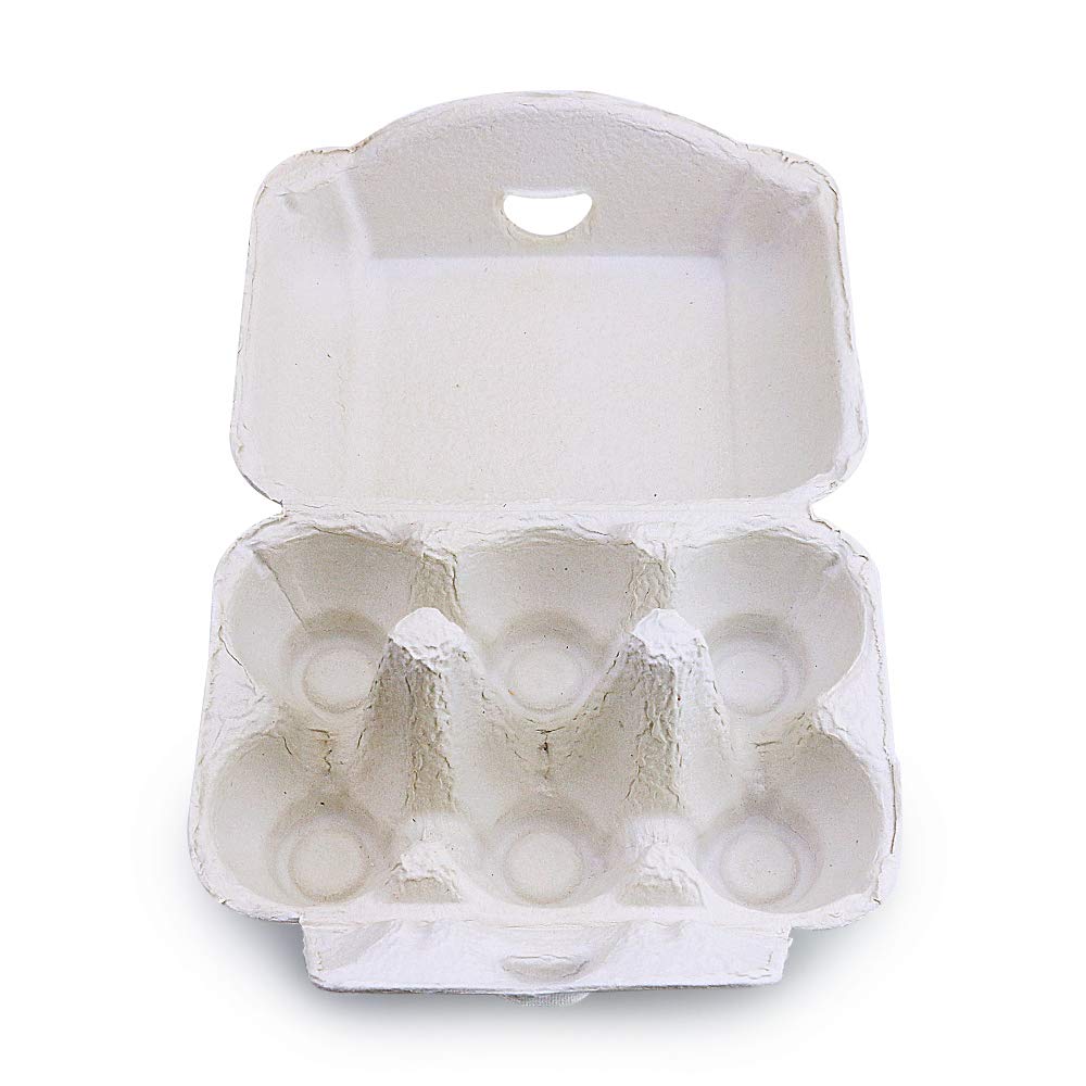 SKPPC 20 Pack White Empty Egg Cartons Pulp Fiber Egg Tray Holder, Each Holds 6 Eggs, Pulp Egg