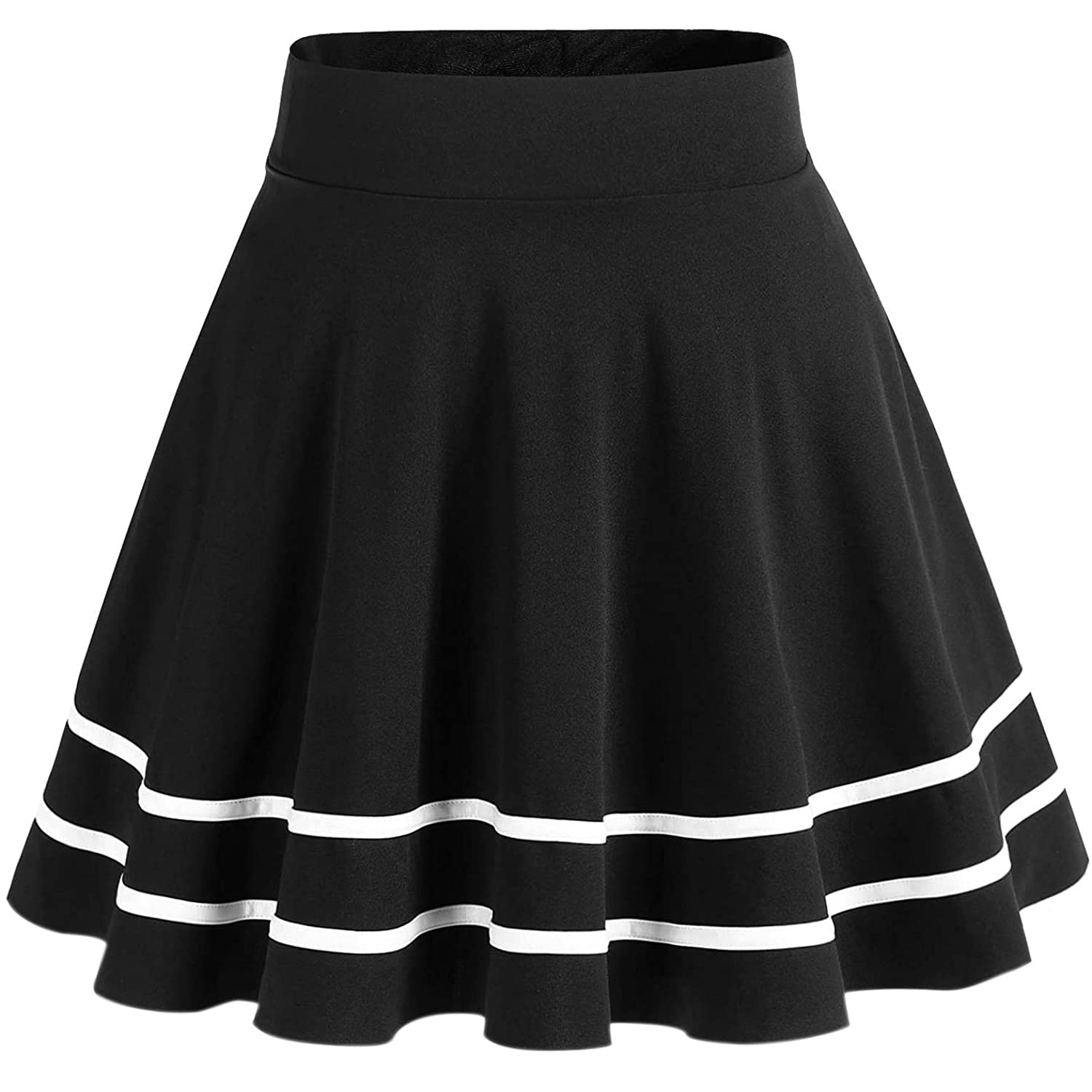DRESSTELLSWomen's Basic Solid Versatile Stretchy Informal Mini Skater Skirt Girls Bell Skirt Tennis Skirt