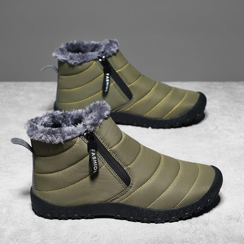 Men's Waterproof Warm Plush Lined Outdoor Snow Ankle Boots Anti-Slip Slip-on Lightweight Winter Boots Sneakers2