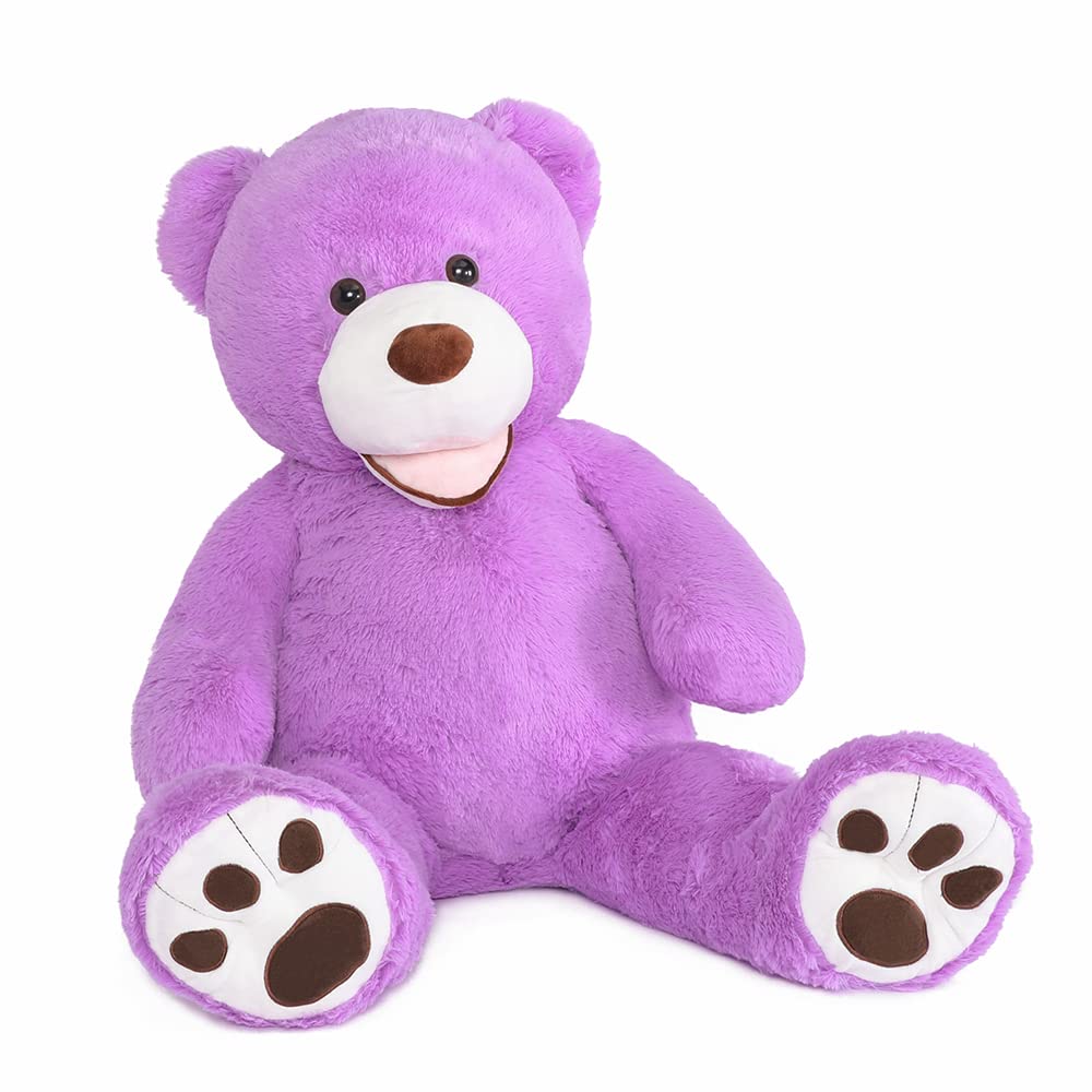 MaoGoLan Giant Teddy Bears Stuffed Animal 39 Inches Big Soft Stuffed Bear Plush Toy with Footprints Purple Adorable Teddy Bear Birthday Gift for Girlfriend Children