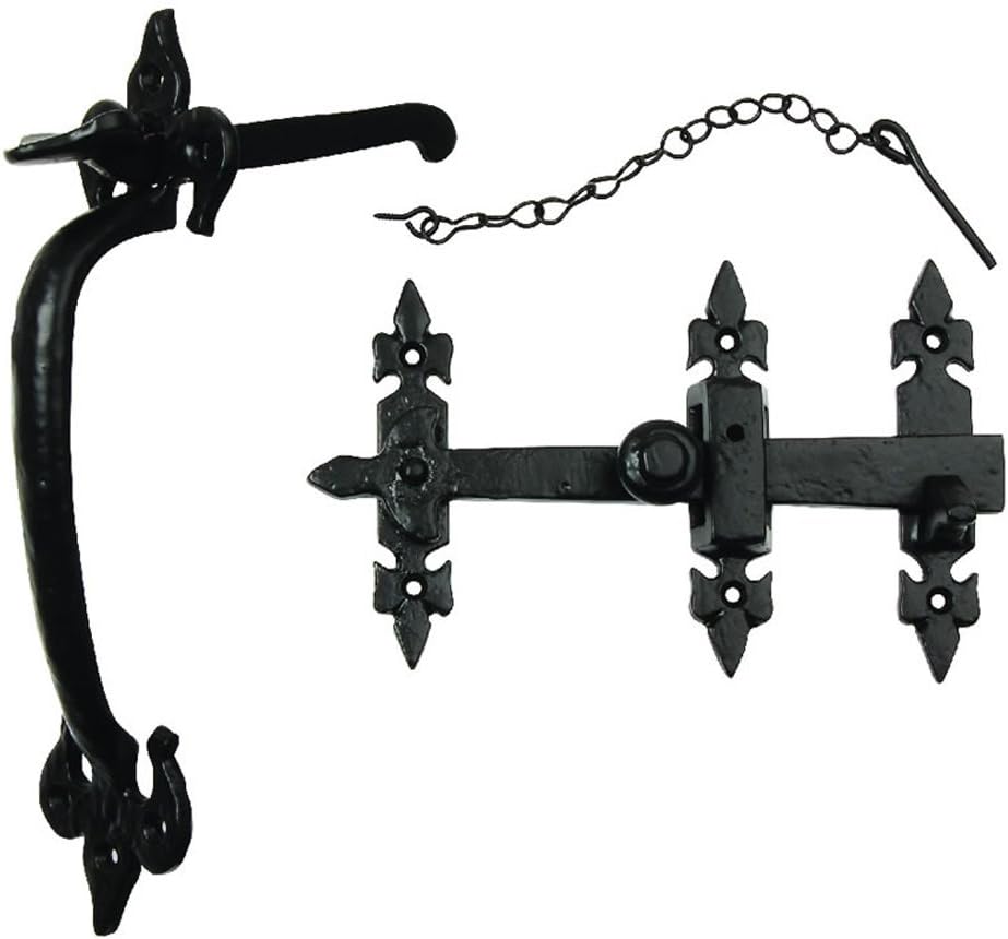 Excel Premier Antique Fleur De Lys Thumb Latch Pair
