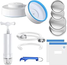 UOIENRT Mason Jar Vaccum Sealer Kit, Jar Sealer for FoodSaver Vacuum Sealer with Accessory Hose and Portable Manual Vacuum Pump for Mason Jars with Wide and Regular Mouth