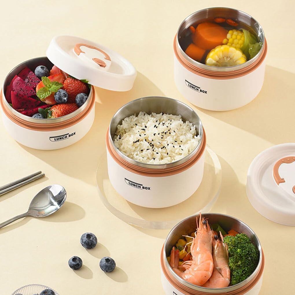 Fiambrera térmica de acero inoxidable para comida caliente en cualquier lugar, caja portátil con aislamiento térmico de 2/3/4 compartimentos, 4 Uds.