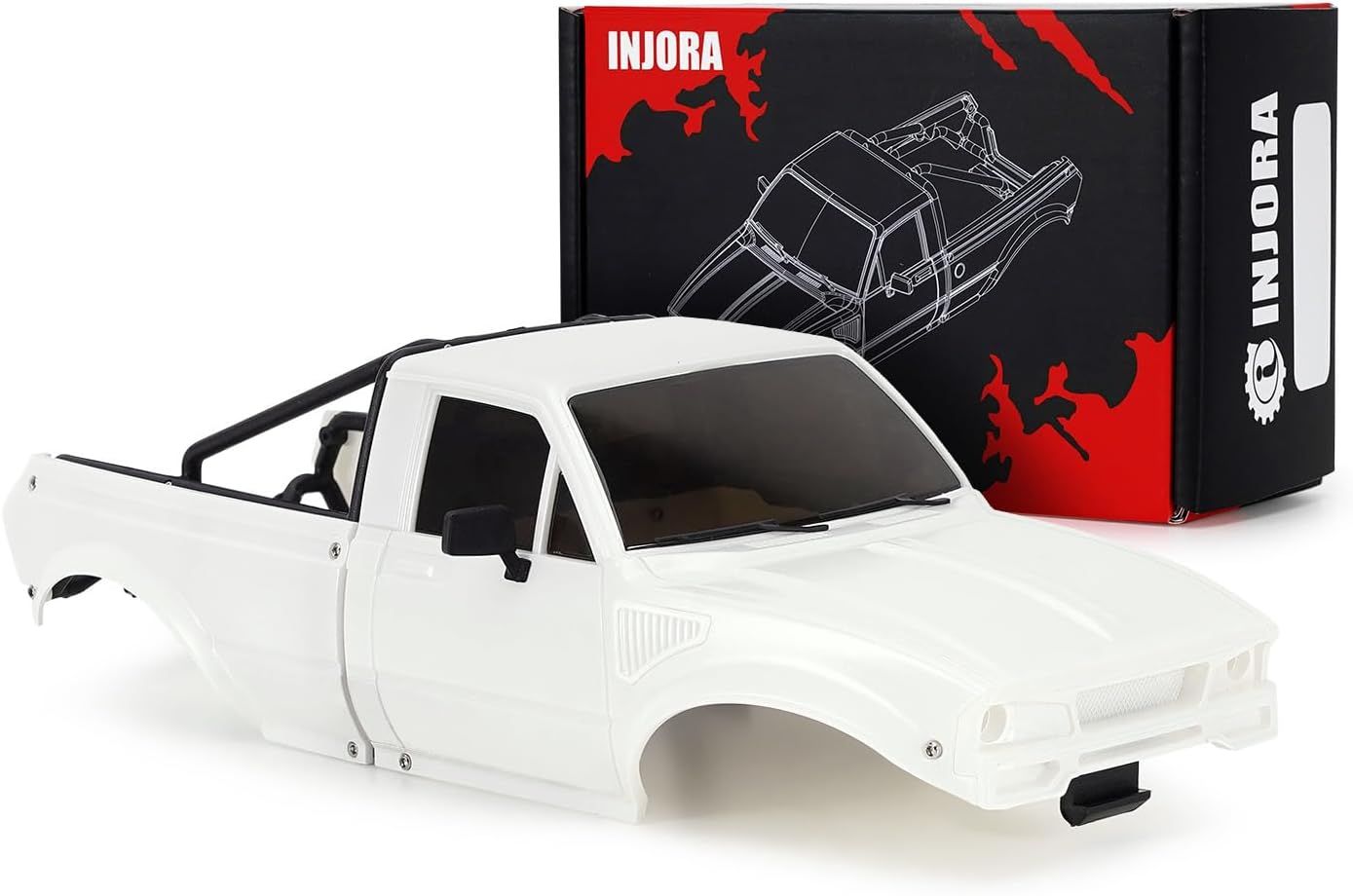 INJORA IR60 Pickup Hard Body Shell with Bed Rack for 1/18 RC Crawler TRX4M Defender Bronco(Unpainted)