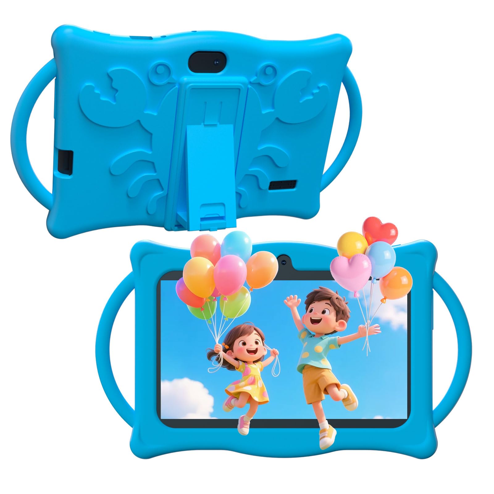 Android Kids Tablet 7 inch Tablets for Kids, 4GB RAM 32GB ROM Quad Core Toddler Tablet with Shockproof Case, Parental Control, WiFi, Bluetooth, 3000mAh Battery, Dual Camera, Educational, Game, Blue
