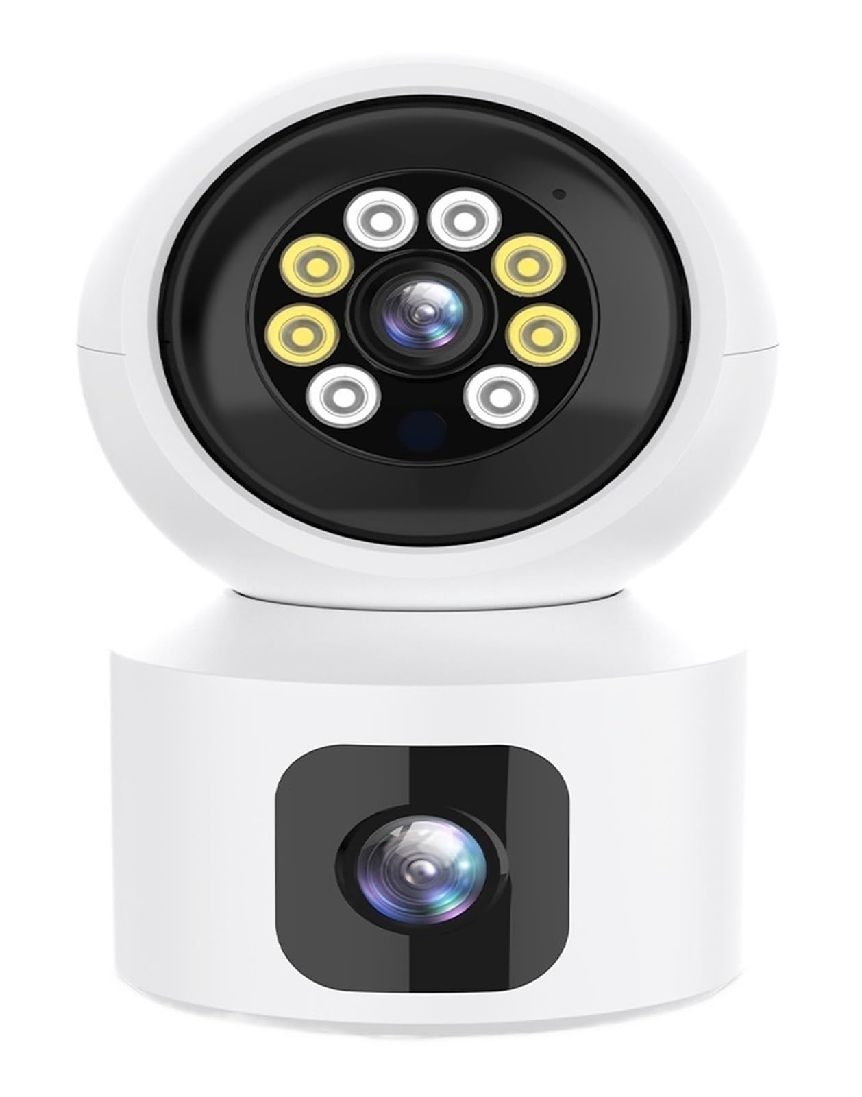 PIRKO 8MP Double Objectif WiFi IP caméra intérieure 4K HD Double écran Maison bébé Moniteur AI détection Humaine Mini caméra PTZ Surveillance de sécurité(Camera Add 32G)