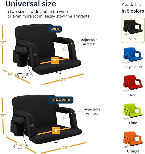Miniatura 3 de Alpcour Asiento de estadio plegable con calefacción, silla reclinable de lujo con respaldo y soporte de brazo, extra grueso, ligero e impermeable