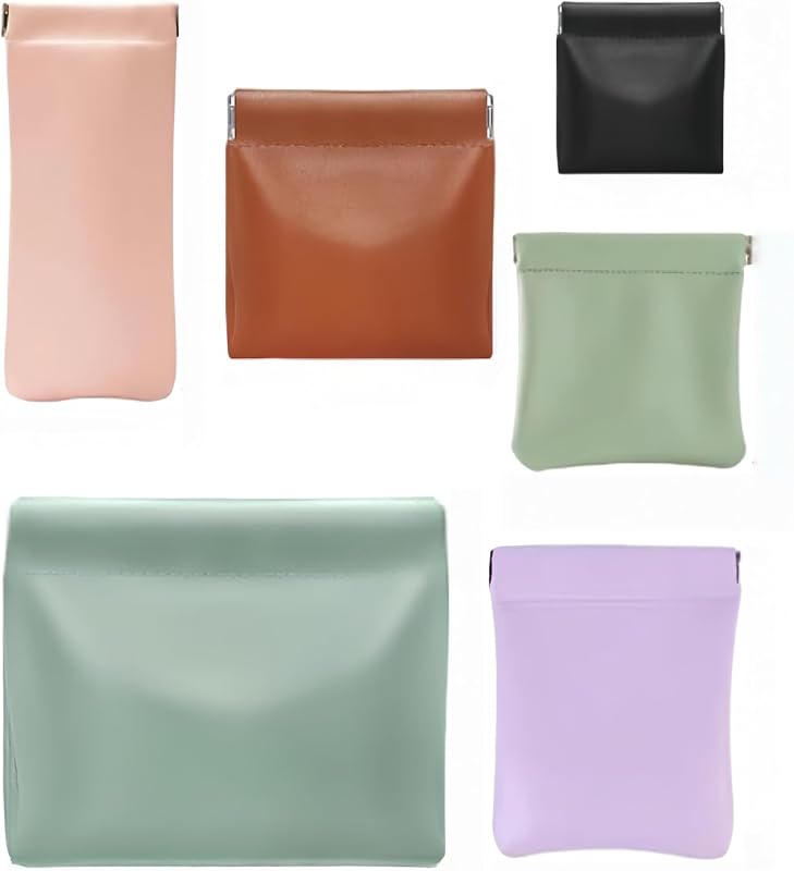 Conjunto com 6 necessaires pequenas PAVNSO com fechamento por botão, PU, cores variadas