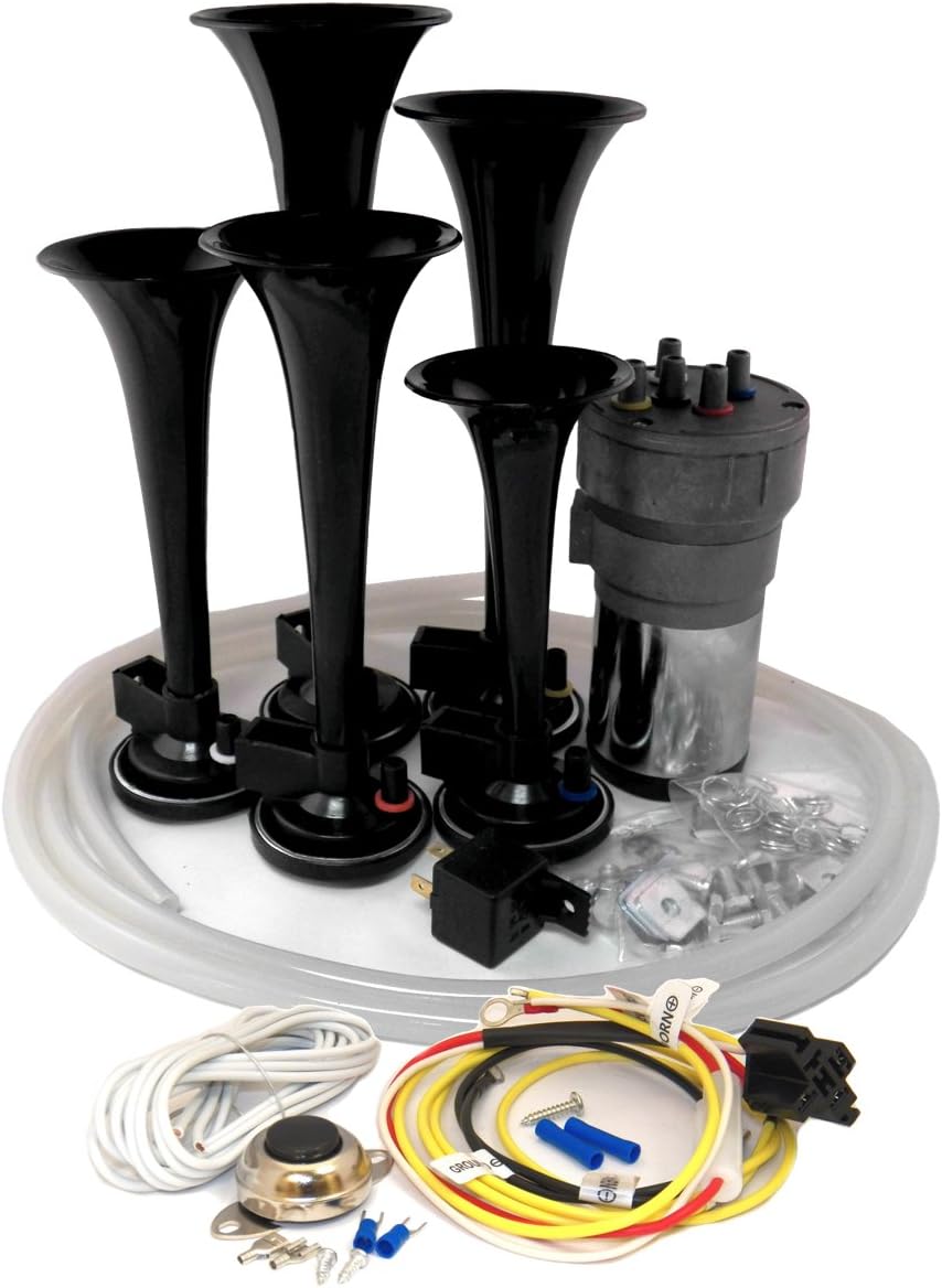 Dixie Air Horn Black - Dixieland Premium Full 12 Note Version with Installation Wire Kit and Button by OEMLINK International LTD