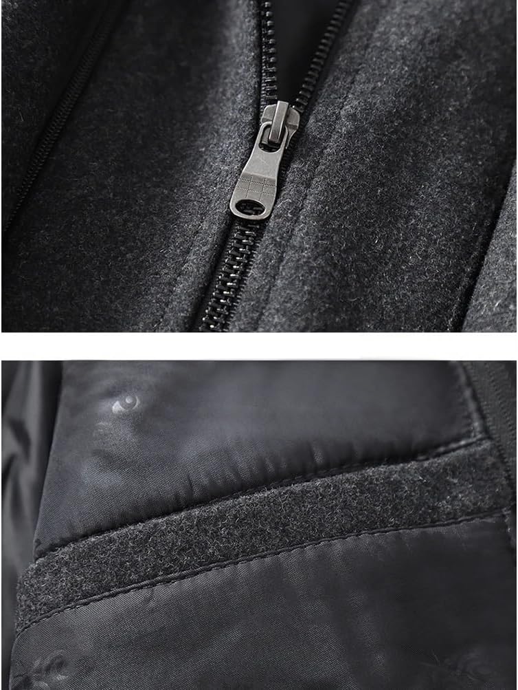 Mens Woolen Trench Coat Autumn Winter Cotton Thicken Wool Blends Jacket Coats Male Tops Windproof Warm Overcoats