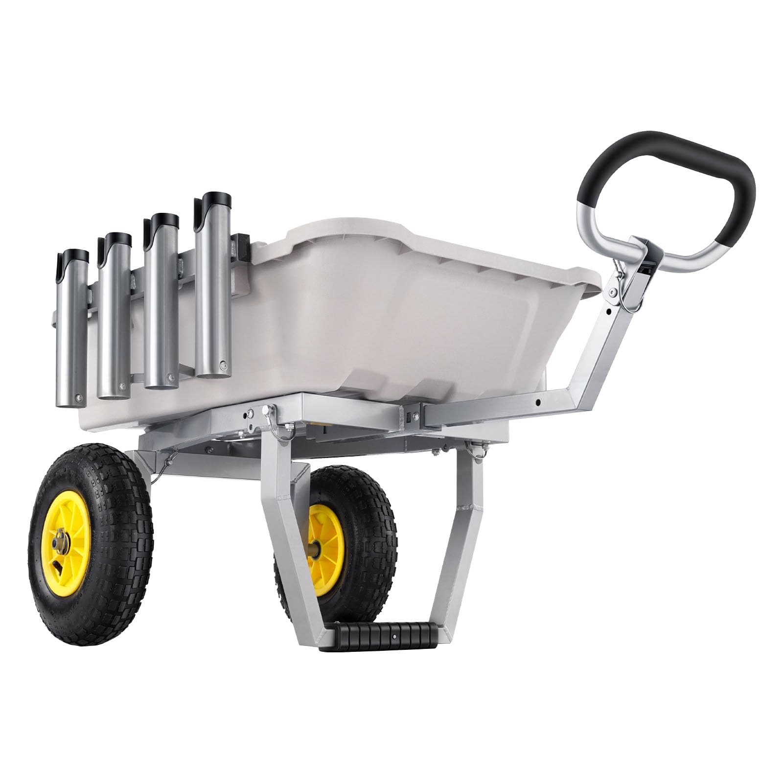 VEVOR Carrello Pesca Spiaggia 90,7 kg Alluminio Ruote 330 mm 8 Portacanne