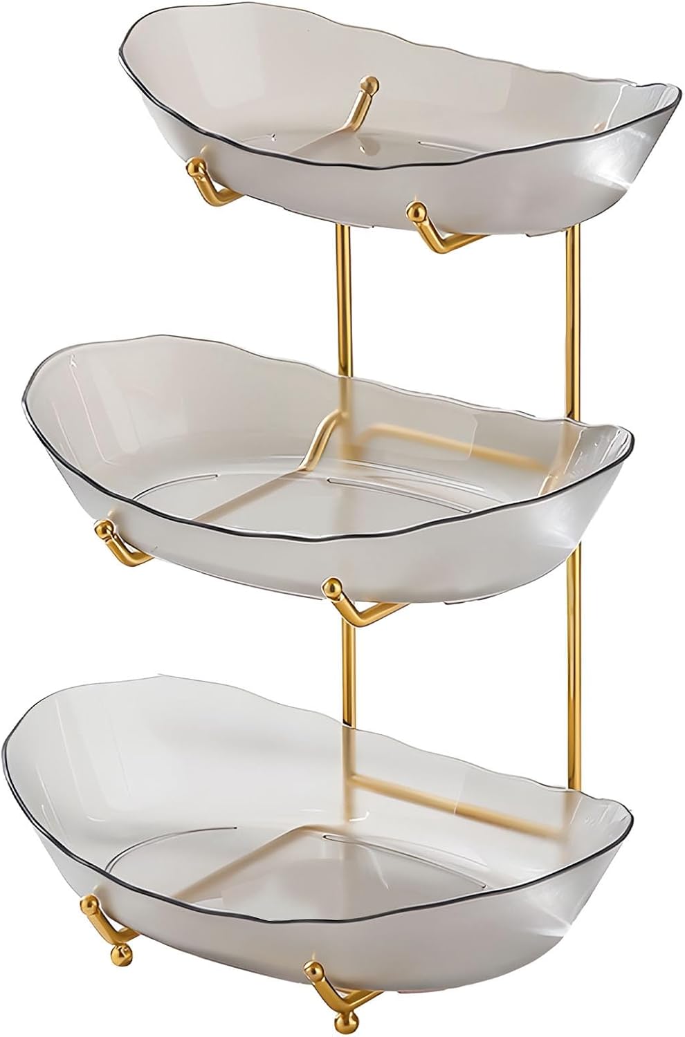 Serving Trays Set,Tiered Acrylic Serving Platters Fruit Bowl, Decorative Reusable Food Drinks Tray with Serving Bowls and Metal Stand for Party Wedding Buffet (3 Tier)