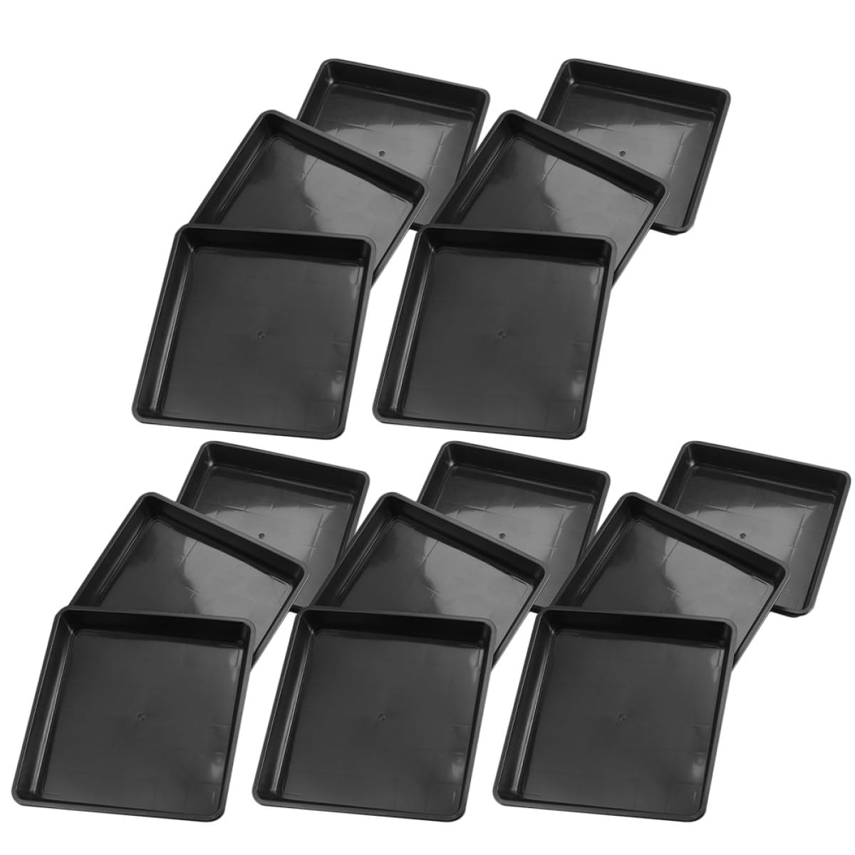 CLISPEED 15 Piezas de Platillos Cuadrados para Macetas de Plástico Negro, Bandejas Resistentes para Plantas, Ideales para Jardinería y Drenaje