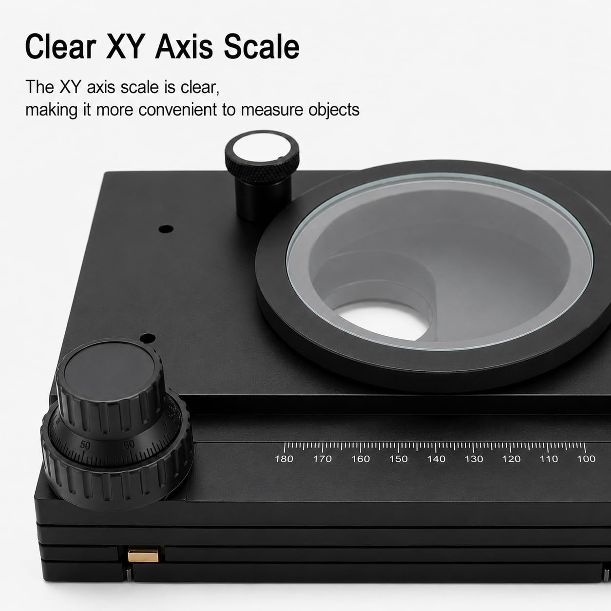 Microscopio giratorio manual XY, 60 x 55 mm, base de 360°