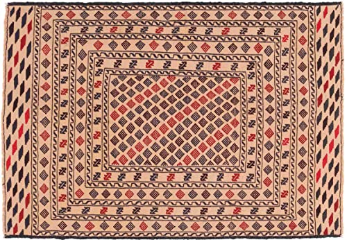 Tapis afghan Kelim doré géométrique résistant 120x180 - 2