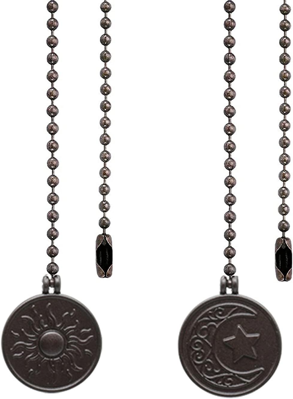 Ceiling Fan Light Pull Chain Set Decorative Fan Pull Chain Pendant Extension, Lighting & Fan Beaded Ball Fan Pull Chain Extender with Connector, Moon & Sun (ORB) 1Pack