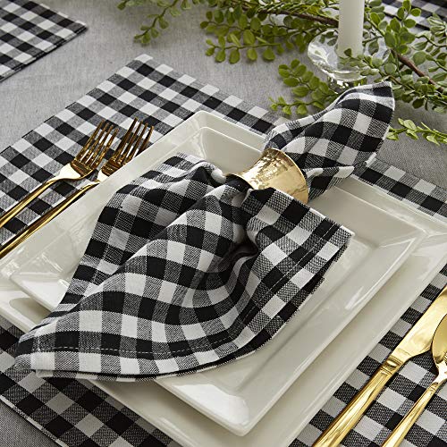DII Cotton Napkin Set Machine Washable Everyday Basic, 20x20, Black & White Gingham, 4 Count - Image 7