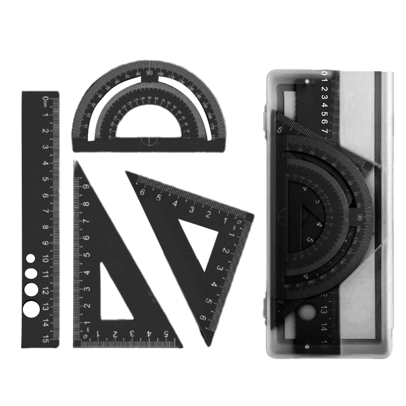 Metal School Ruler Set Featuring Shatterproof Triangles & Accurate Measuring Tools for Homework Essentials Anti Bend Rulers for Students