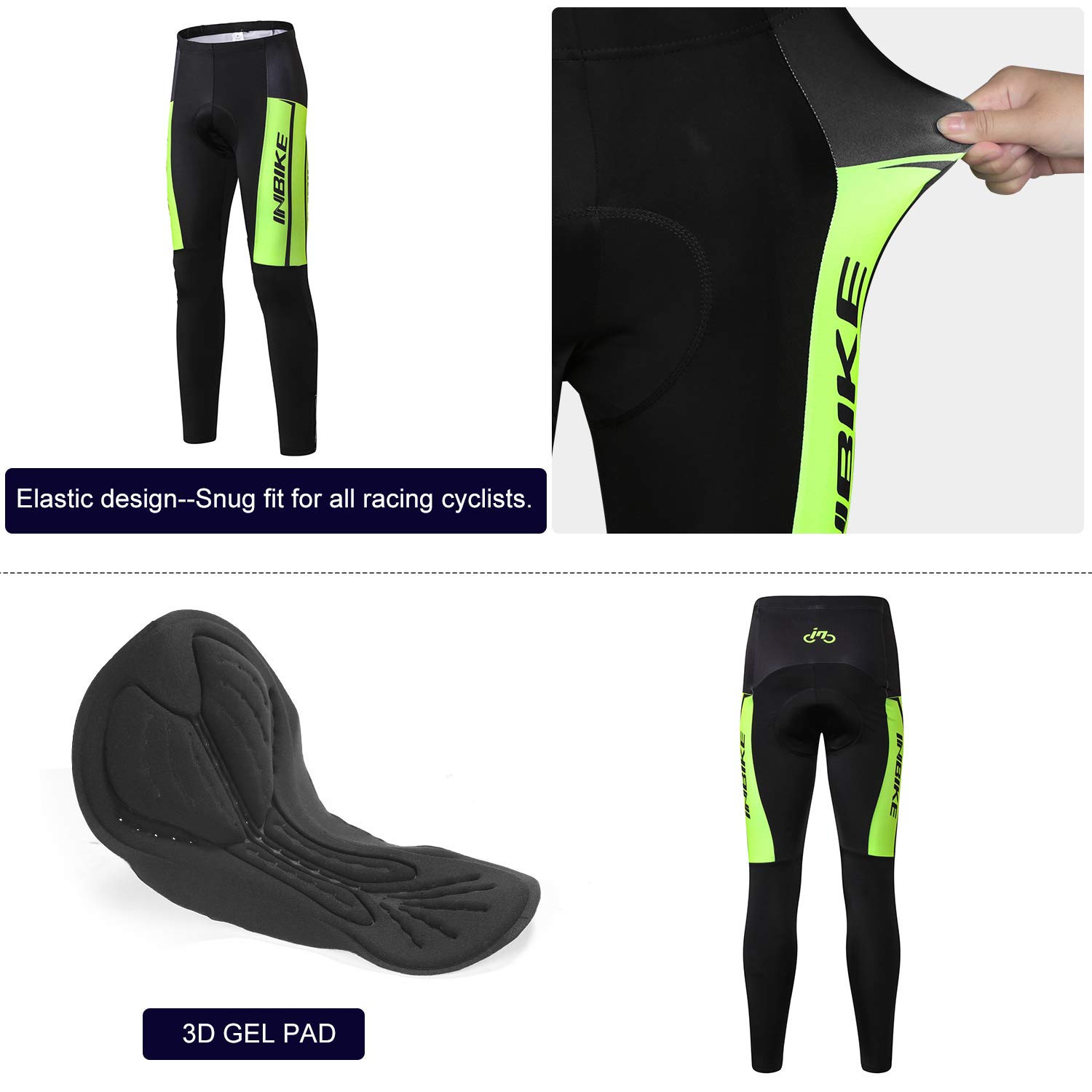 INBIKE Pantalon de Cyclisme Longue VTT Homme Femmes 3D rembourré Respirant séchage Rapide élastique antidérapant Pantalon de Cyclisme