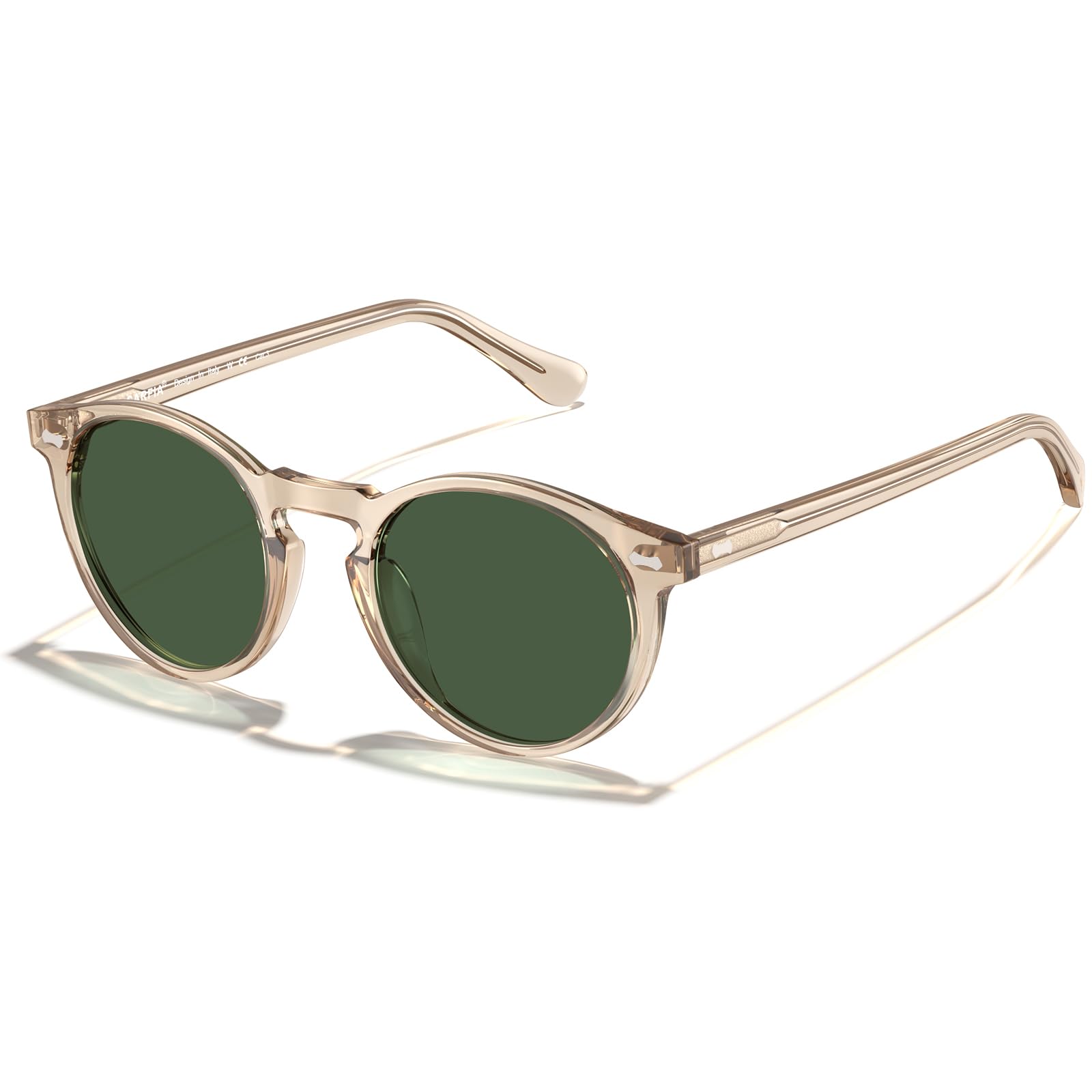 CARFIA Polarisierte Sonnenbrille Herren Männer Fahrenbrille Runden Rahmen mit Lederetui