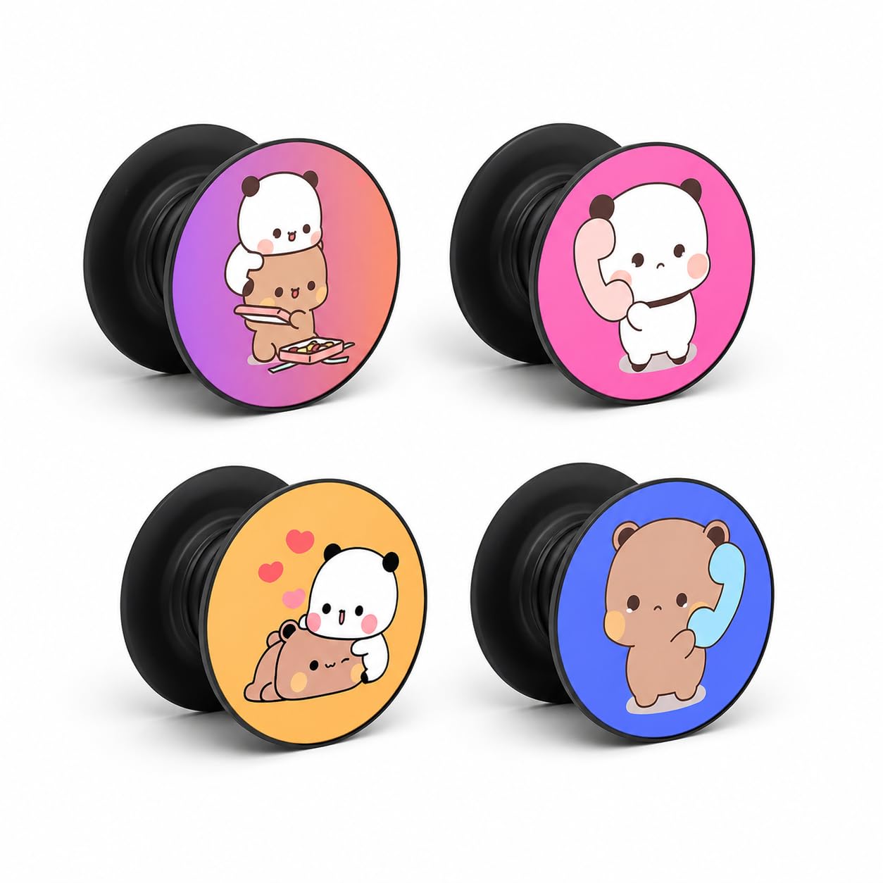 bubu dudu Printed Phone Grip Mobile Holder Finger Grip Mobile Back pop Holder Mobile Socket Grips for Smartphones Phone Grip for Girls/Boys Pack of 4 (bubu dudu Printed Desing Combo 1)-image-36